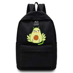 Canvas Avocado Printed Backpack Student Schoolbag Rucksack