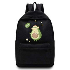 Canvas Avocado Printed Backpack Student Schoolbag Rucksack