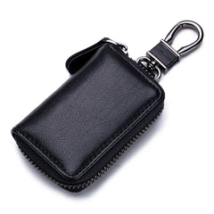 Unisex Leather Car Key Case with Zipper Buckle Style