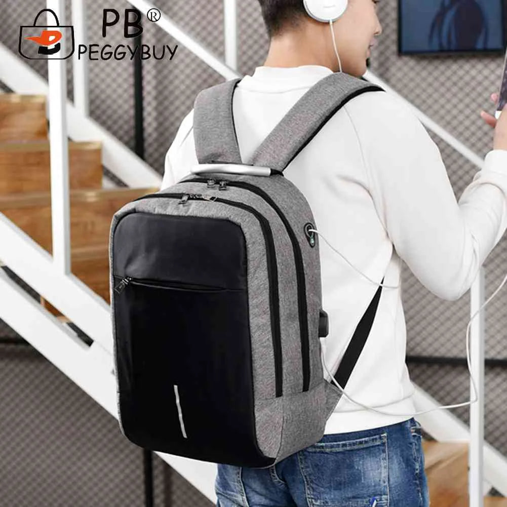 Unisex Code Lock Backpack Large Capacity Reflective Strip USB Interface