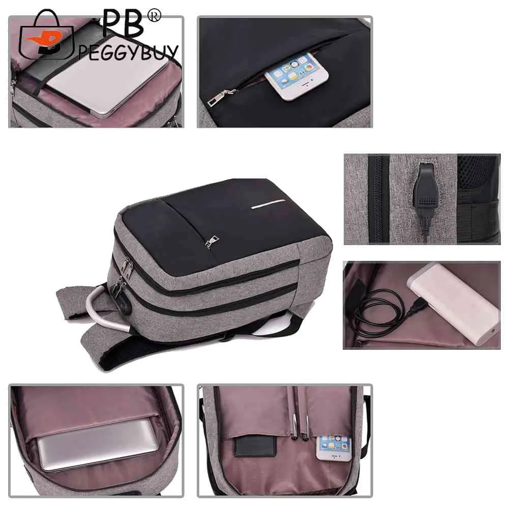 Unisex Code Lock Backpack Large Capacity Reflective Strip USB Interface