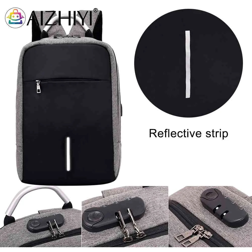 Reflective Double Shoulder Bag USB Charging Large Capacity Rucksack