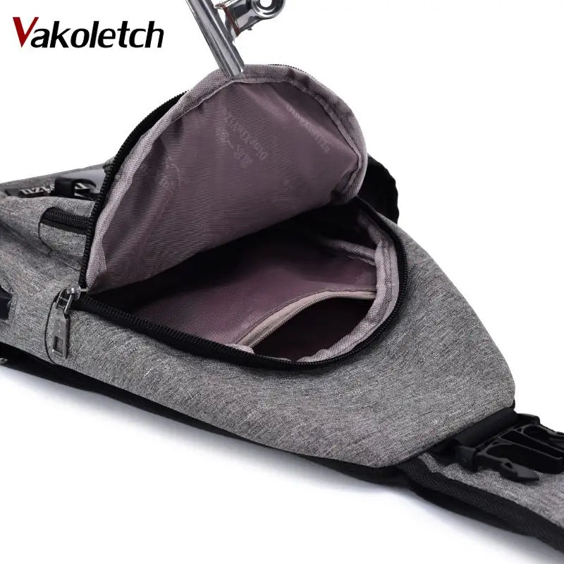 Unisex USB Charge Chest Bag Crossbody Sling Shoulder Bag KL251