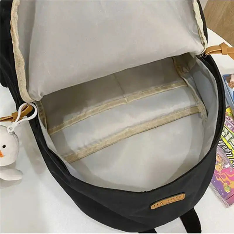Unisex Nylon Backpack Student Japanese Solid School Backpack