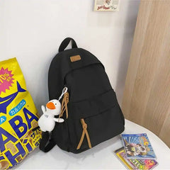 Unisex Nylon Backpack Student Japanese Solid School Backpack