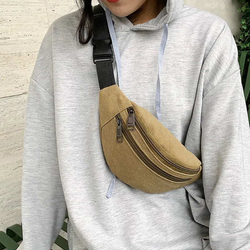 Canvas Waist Bag for Men and Women
