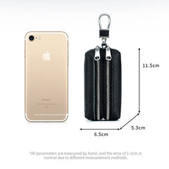 Double Zipper Leather Key Wallet Holder Keychain Case