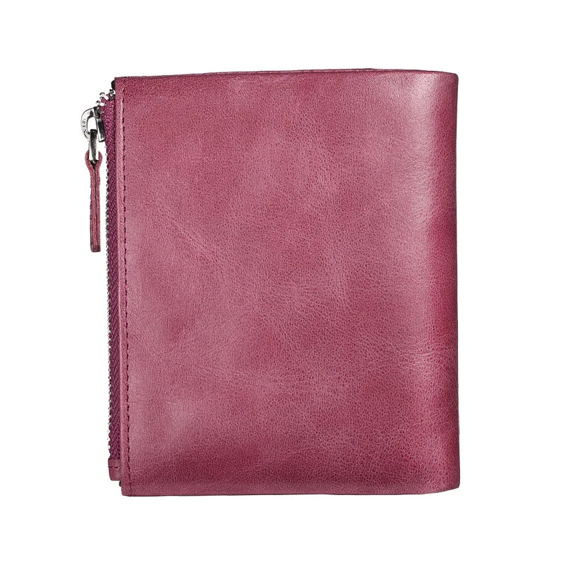 Unisex Vintage Leather Wallet Short Cowhide Purse Coin Purse Pocket