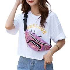 Geometric Diamond Plaid Waist Bag Laser Sports Chest Pack