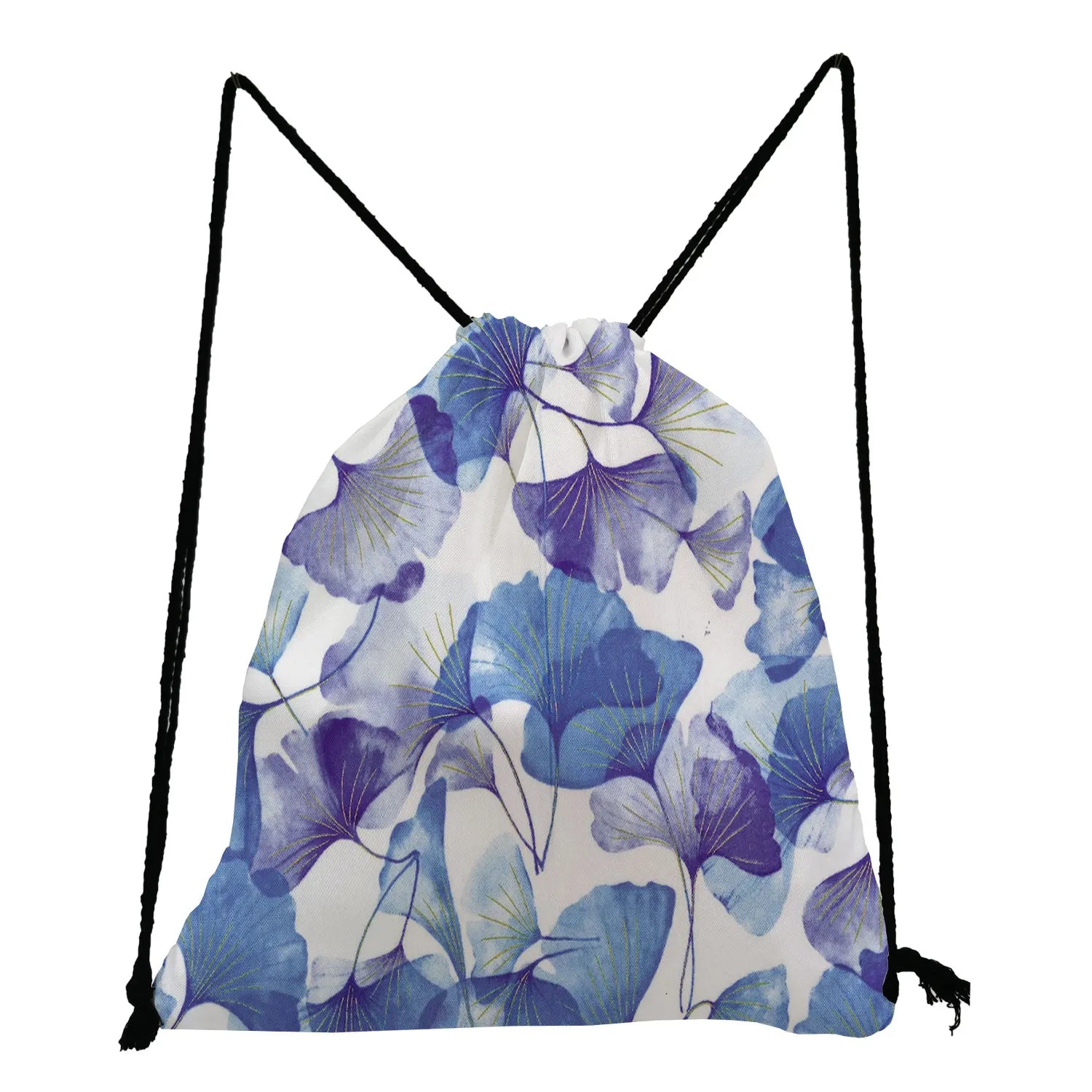 Portable Drawstring Floral Travel Backpack with Pocket