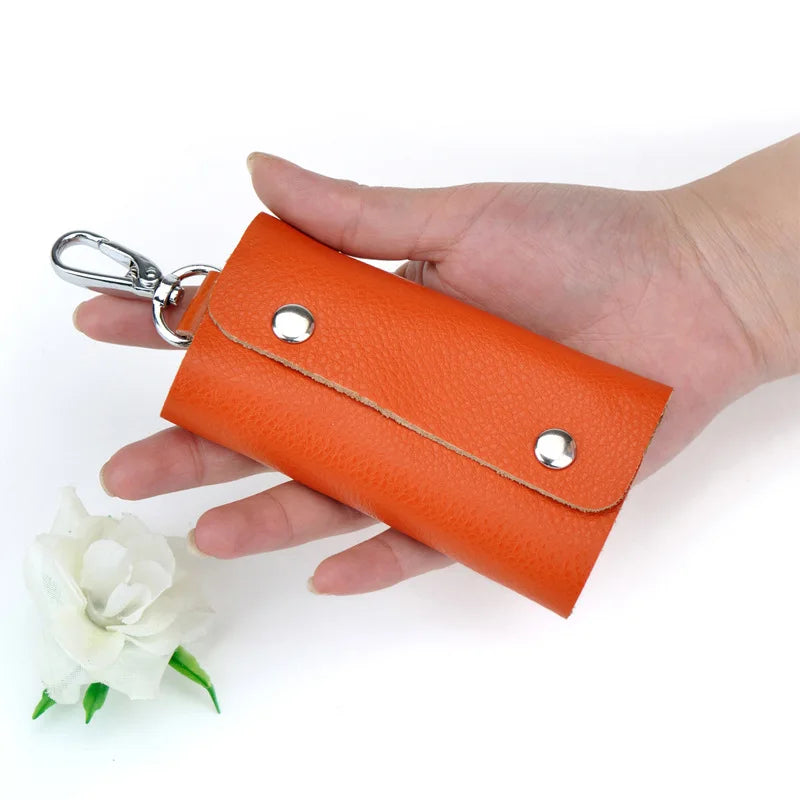 Unisex Leather Key Holder Mini Keychain Pocket Organizer