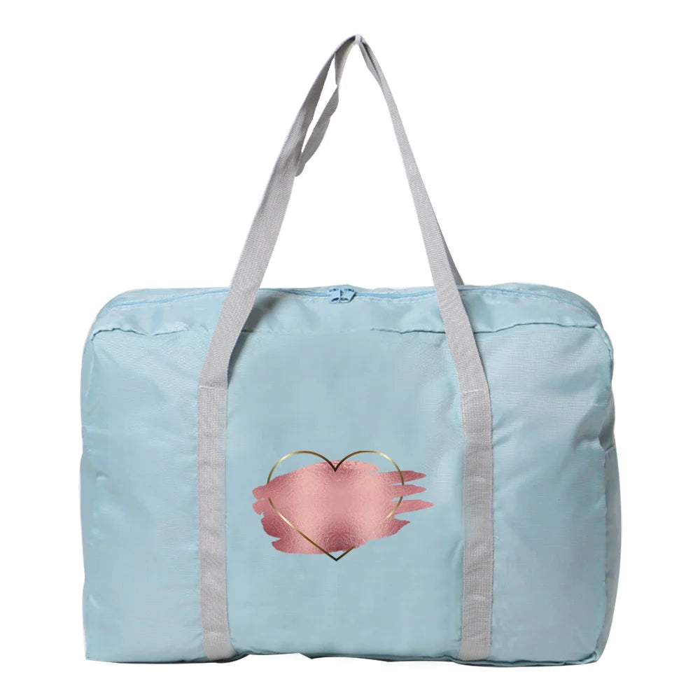 Large Capacity Travel Bag Folding Nylon Women's Hand Luggage Tote Love Series