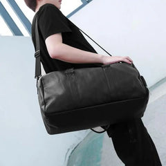 Large Capacity Unisex Travel Duffle Faux Leather Gym Tote Bag