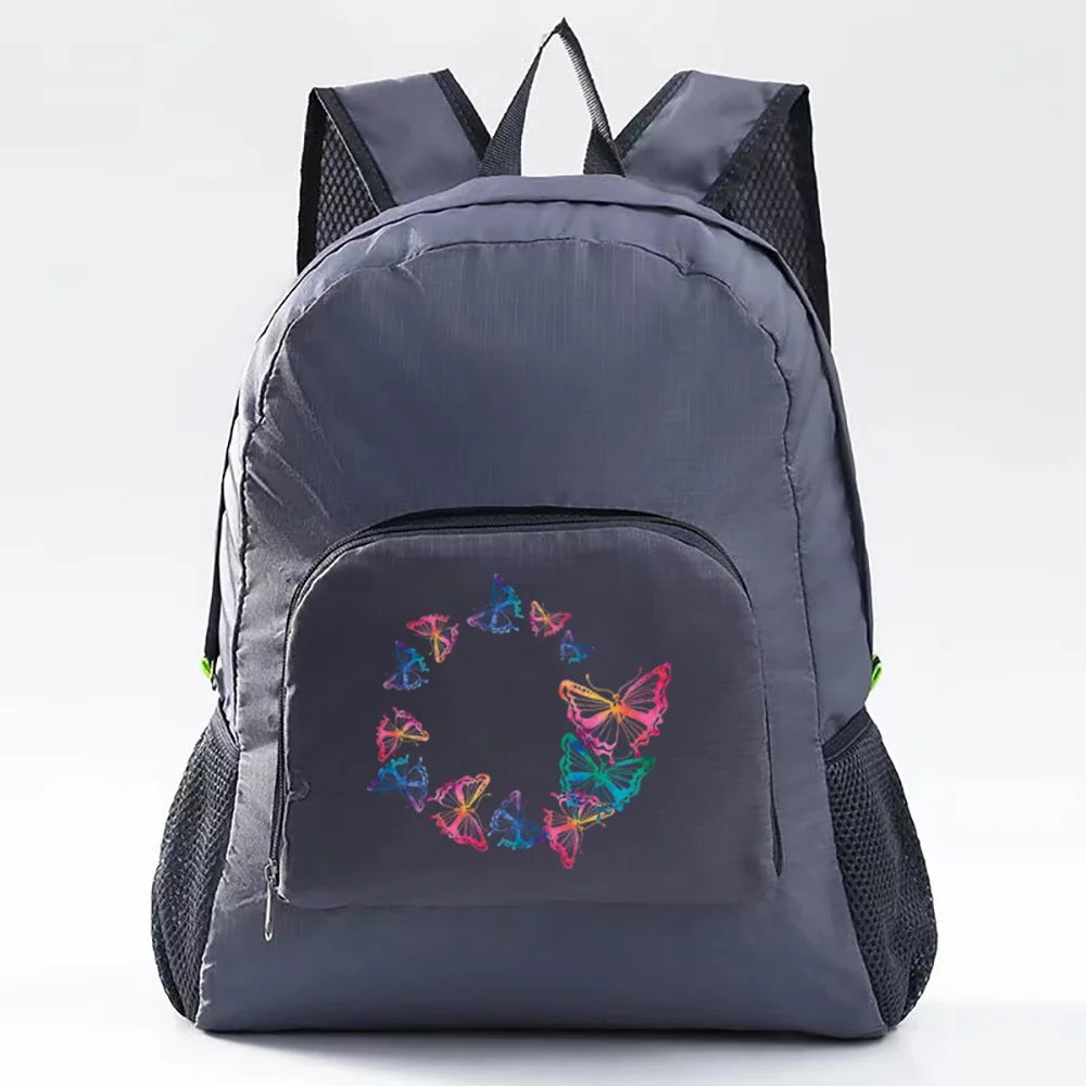 Butterfly Pattern Outdoor Backpack Foldable Camping Travel Daypack
