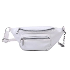 Unisex PU Leather Sling Bag Chain Chest Pouch Waist Pack