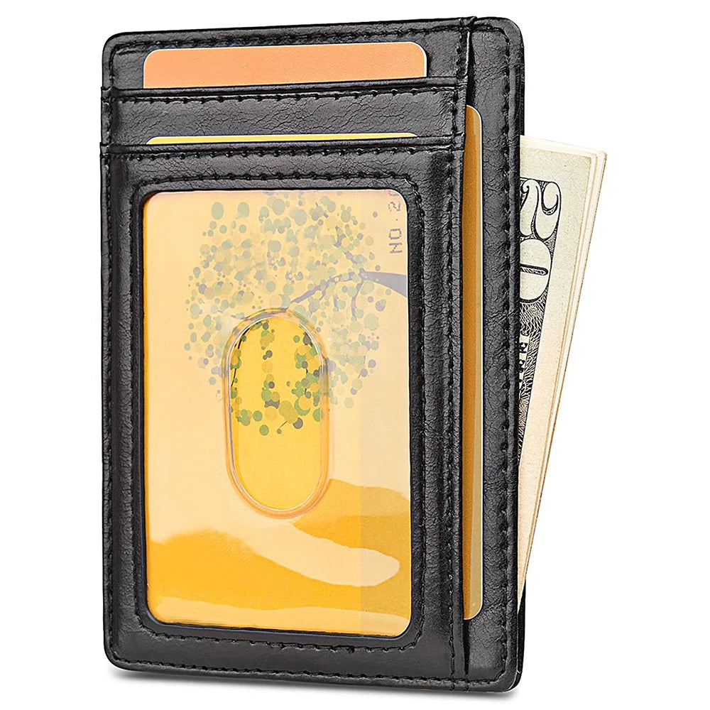 RFID Blocking Leather Wallet Slim Front Pocket Unisex