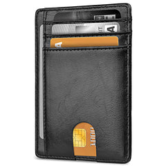 RFID Blocking Leather Wallet Slim Front Pocket Unisex