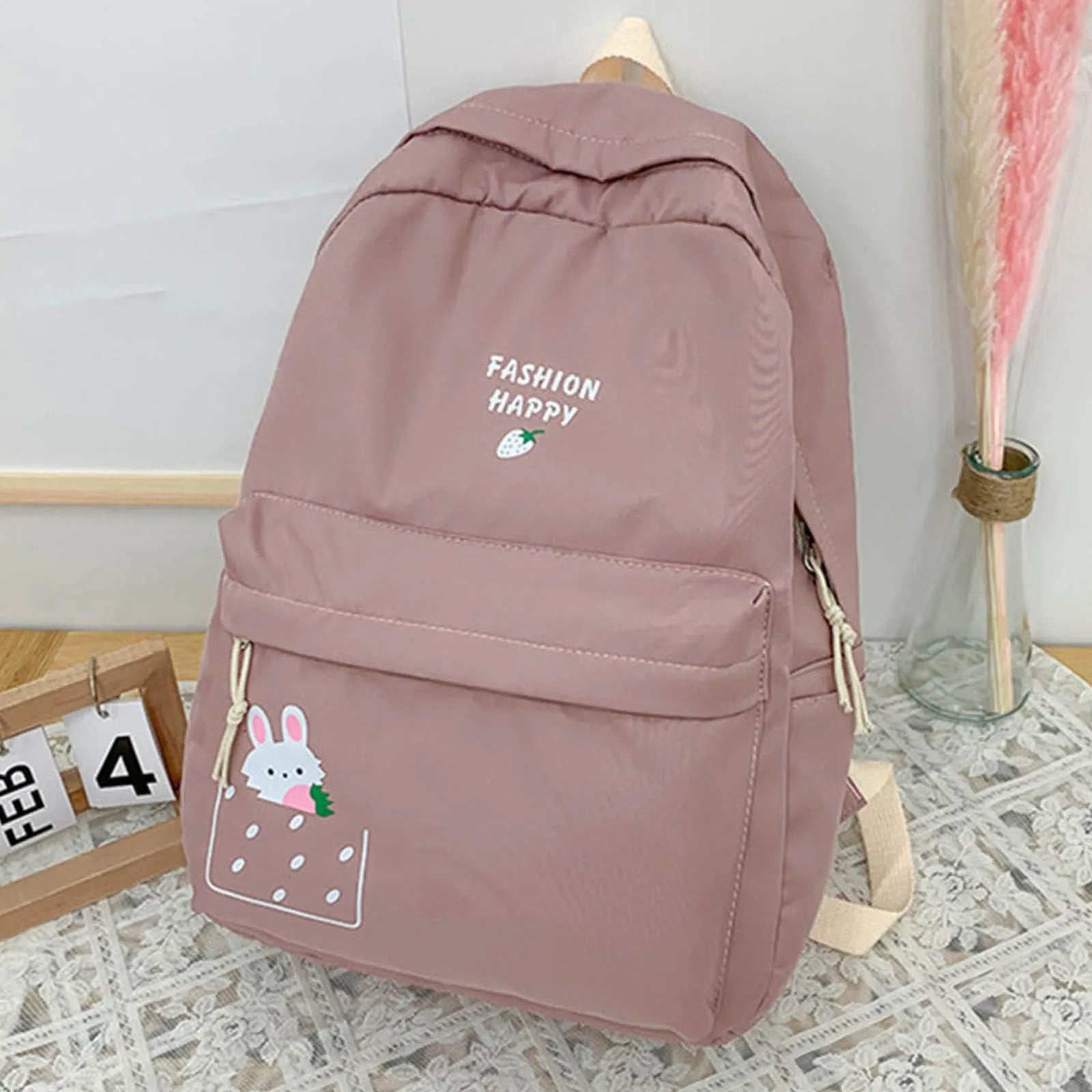 Unisex Rabbit Print Students Backpack Outdoor Leisure Schoolbag Rucksack