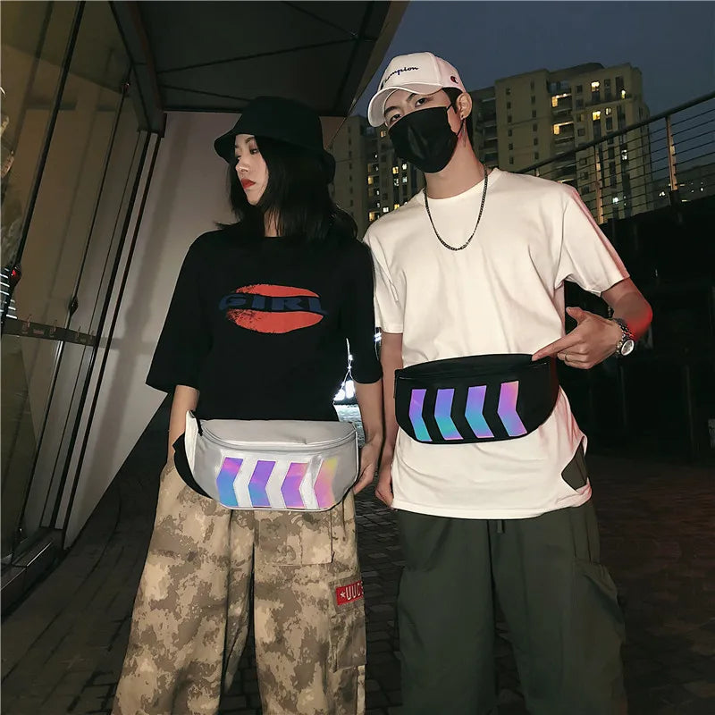 Unisex Tide Couple Shoulder Crossbody Bag Reflective Dead Fly Hip Hop Street Wai