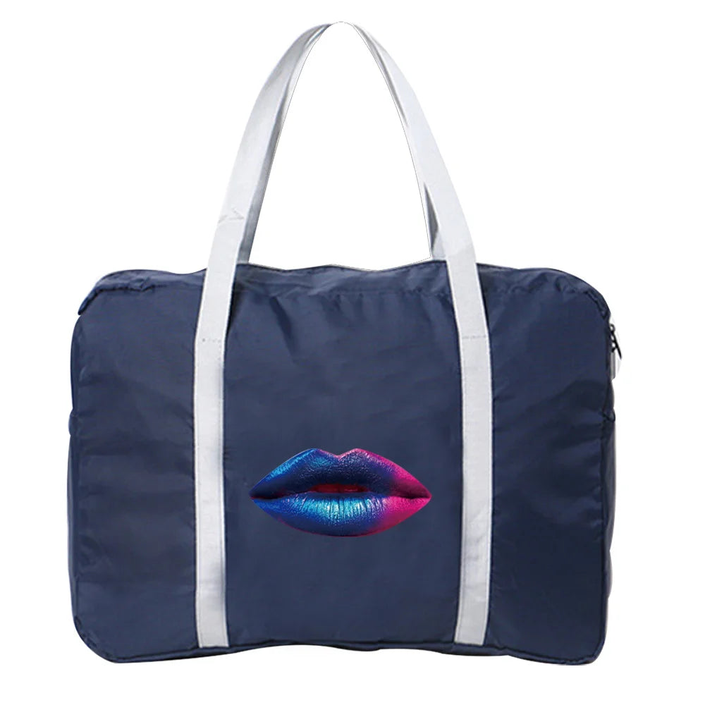 Unisex Travel Accessories Bag Foldable Duffle Mouth Print Handbag