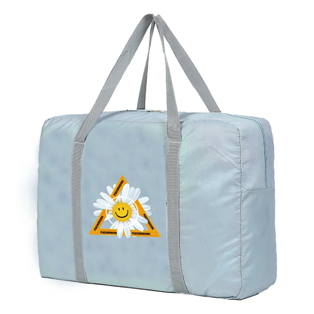 Weekend Bag Organizer Daisy Pattern Foldable Unisex Travel Large Capacity