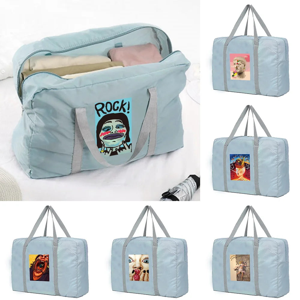 Large Capacity Unisex Travel Bag Organizer Funny Pattern Foldable