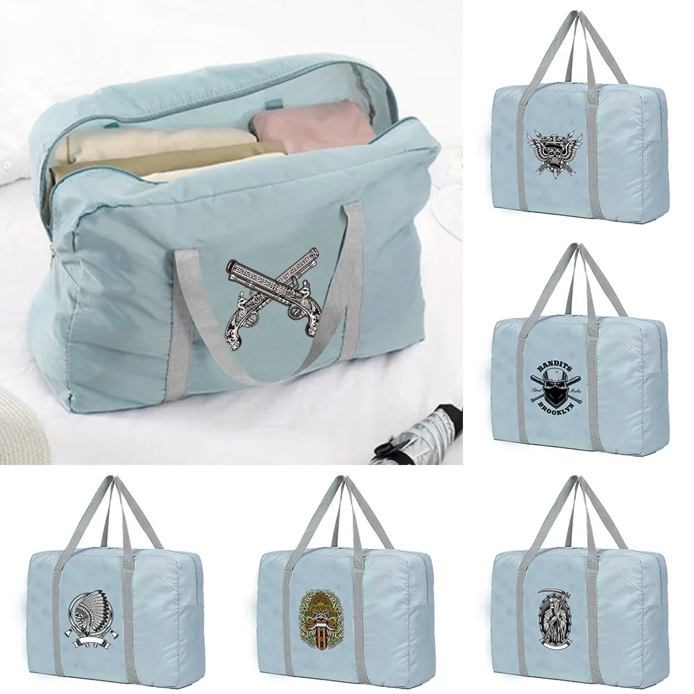 Unisex Travel Bags Organizers Large Capacity Weekend Bag Skull Pattern
