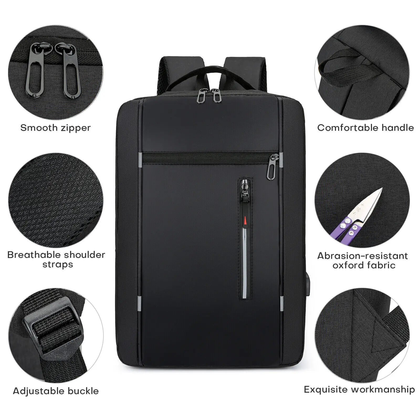 Unisex Travel Rucksack Shoulder Laptop Bag USB Charge School Large Backpack