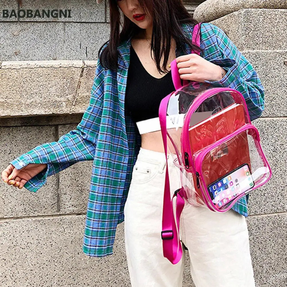 Clear Transparent PVC Backpack Waterproof Unisex School Bag Shoulder Bags