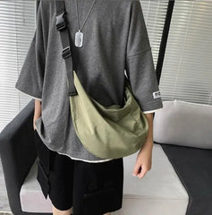 Unisex Messenger Bag Solid Color College Student Shoulder Bag