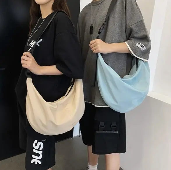 Unisex Messenger Bag Solid Color College Student Shoulder Bag
