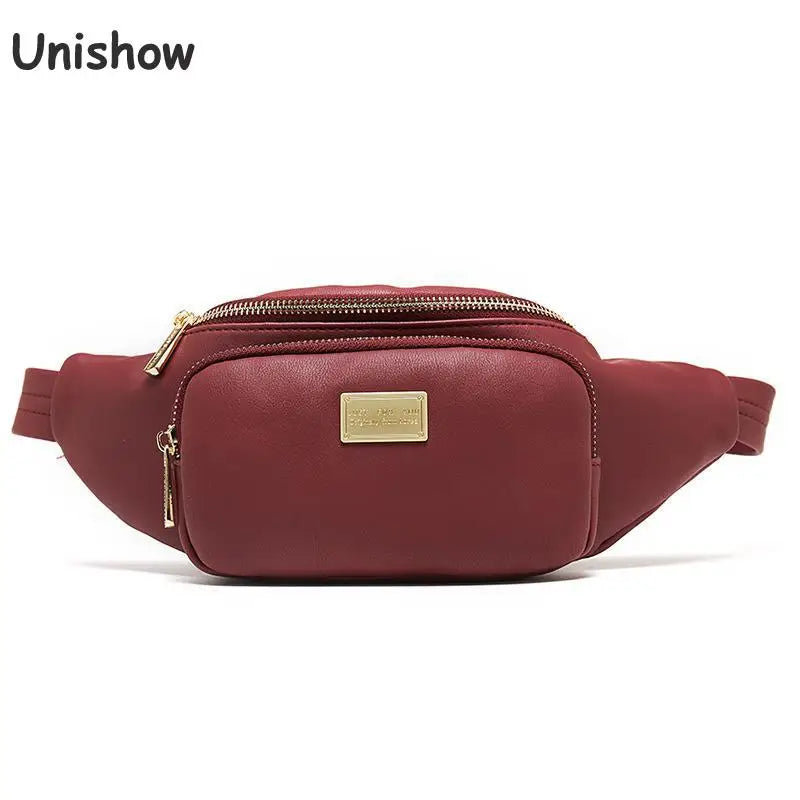 Women Fanny Pack Small Zipper Leather Waist Bag