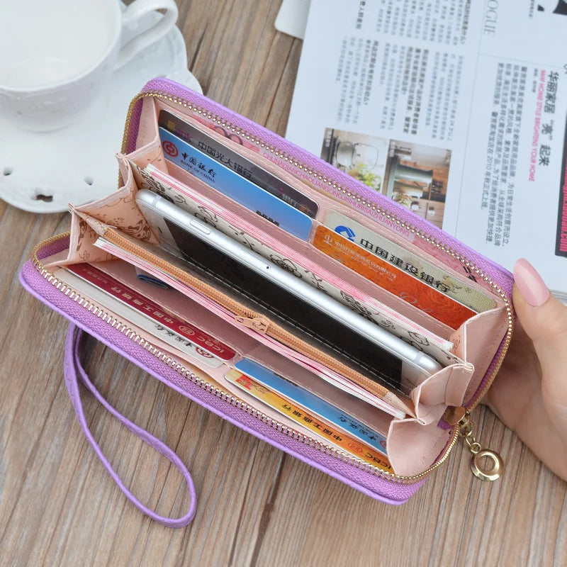 Unistybag PU Leather Women's Zipper Wallet Envelope Long Purse