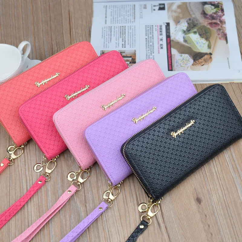 Unistybag PU Leather Women's Zipper Wallet Envelope Long Purse
