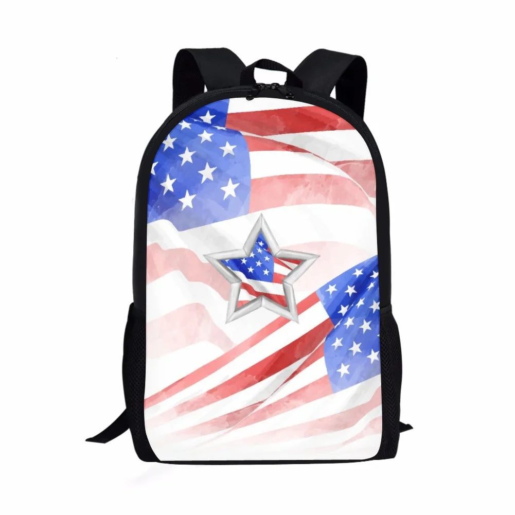 USA Flag School Backpack Kids Large Capacity Bag Boys Girls Students Mochila