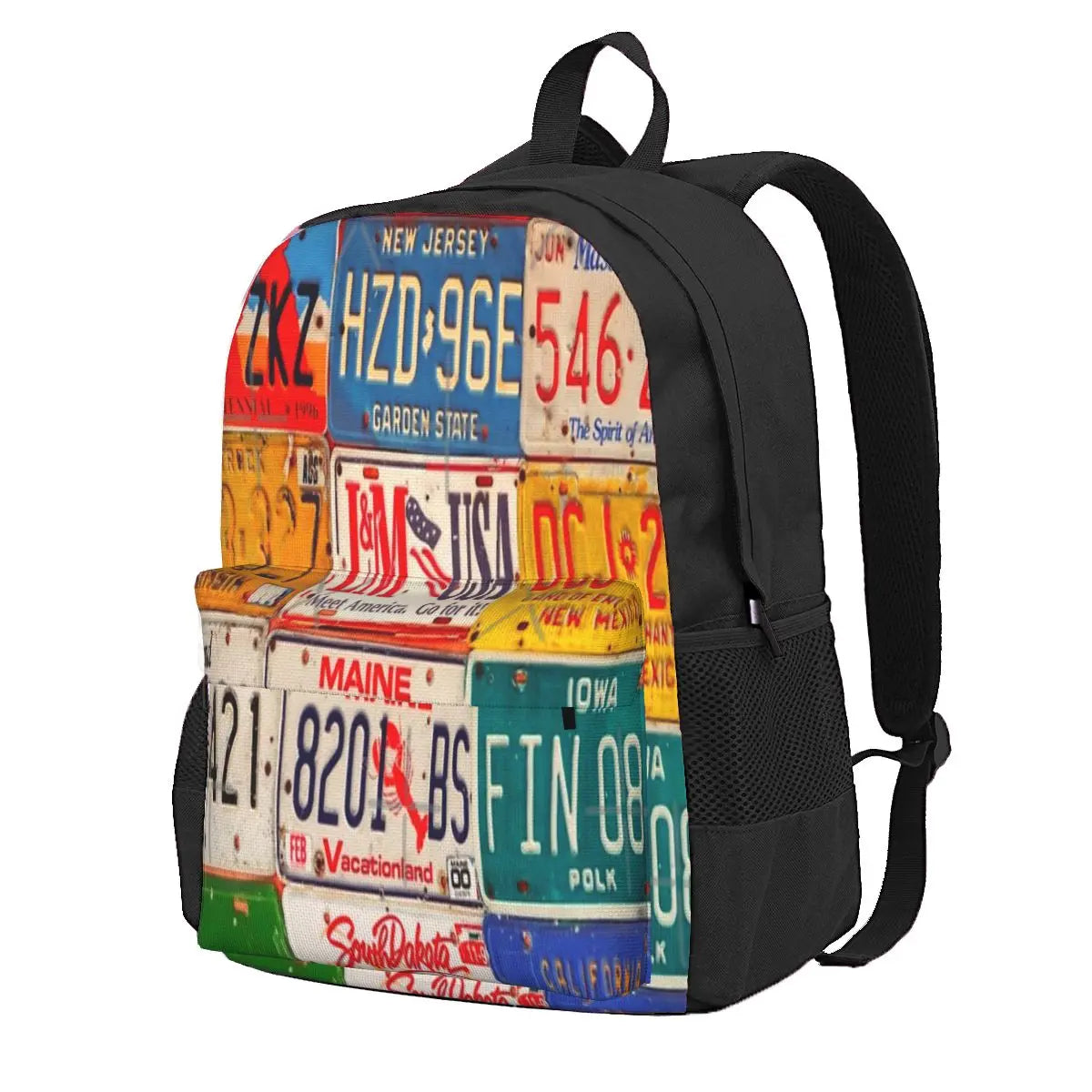 US Plates Art Backpack for Men and Women