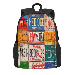 US Plates Art Backpack for Men and Women