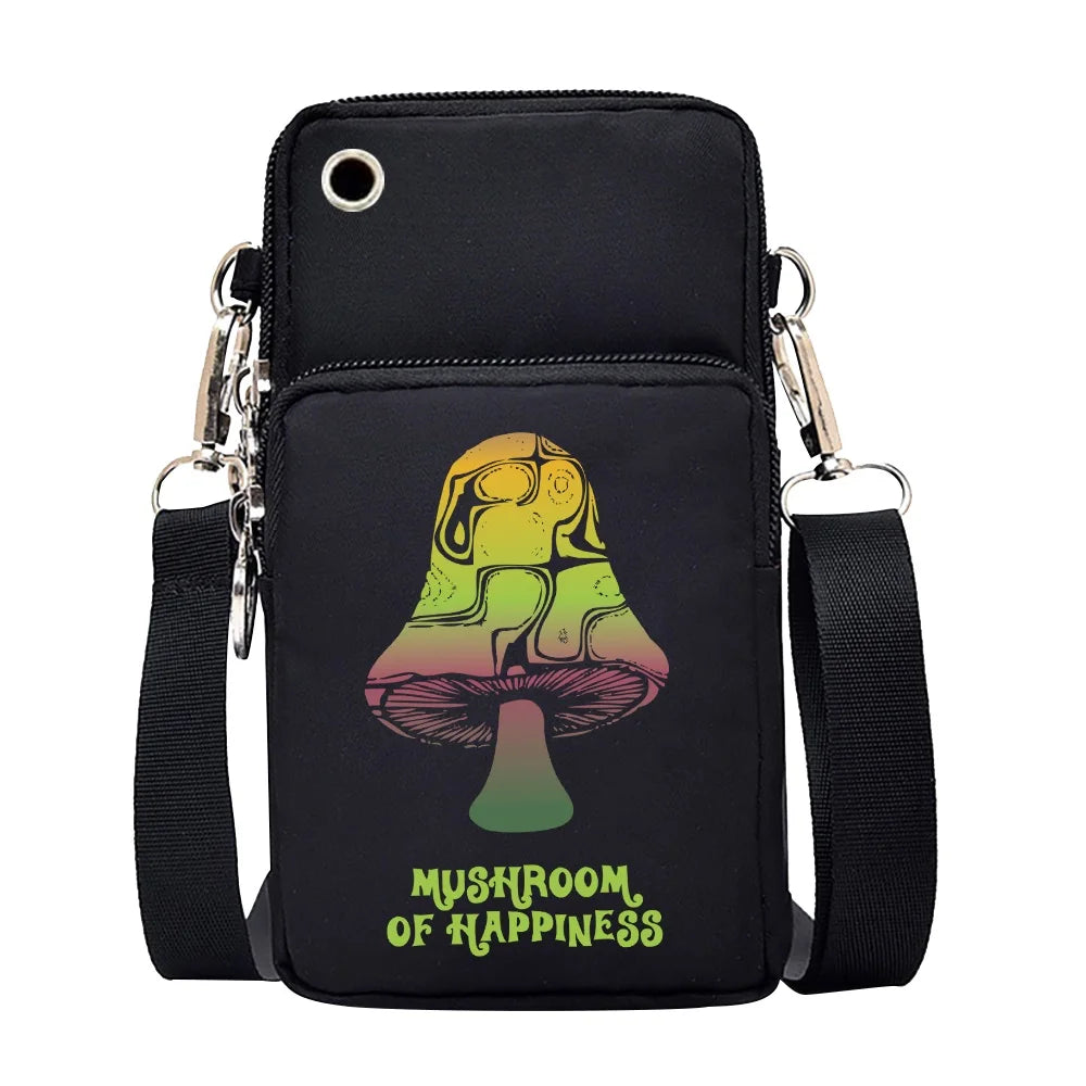 Universal Shoulder Crossbody Mobile Phone Bag Mushroom Pattern Arm Pouch