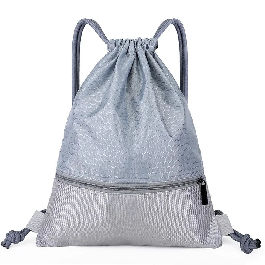 Universal Fitness Drawstring Bag Large Capacity Nylon Waterproof Zipper Backpack