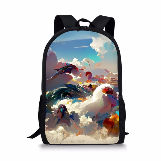Universe Print Backpack Durable School Bags for Girls Boys