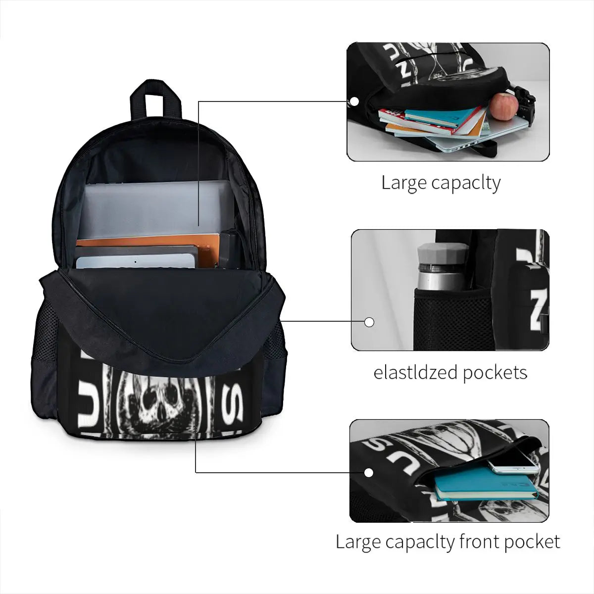 Unus Annus Skull Backpacks Men's & Women's Anime School Bags