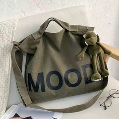 Canvas Messenger Bag Large Capacity Crossbody Bag for Women