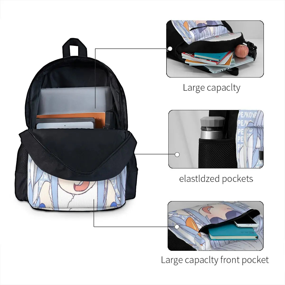 Usada Pekora Chibi Backpacks Men Women Kpop Female Backpacks