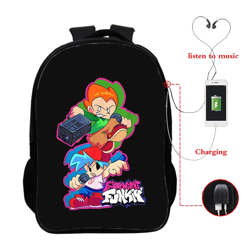 USB Charging Backpack 16 Inch Teenager School Bookbag