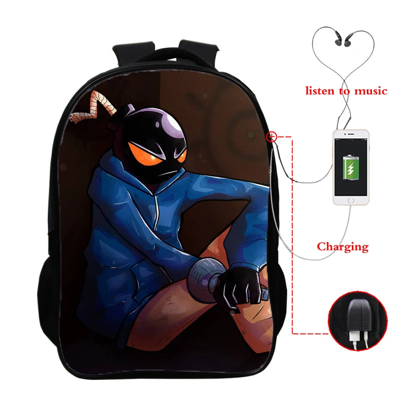 USB Charging Backpack 16 Inch Teenager School Bookbag
