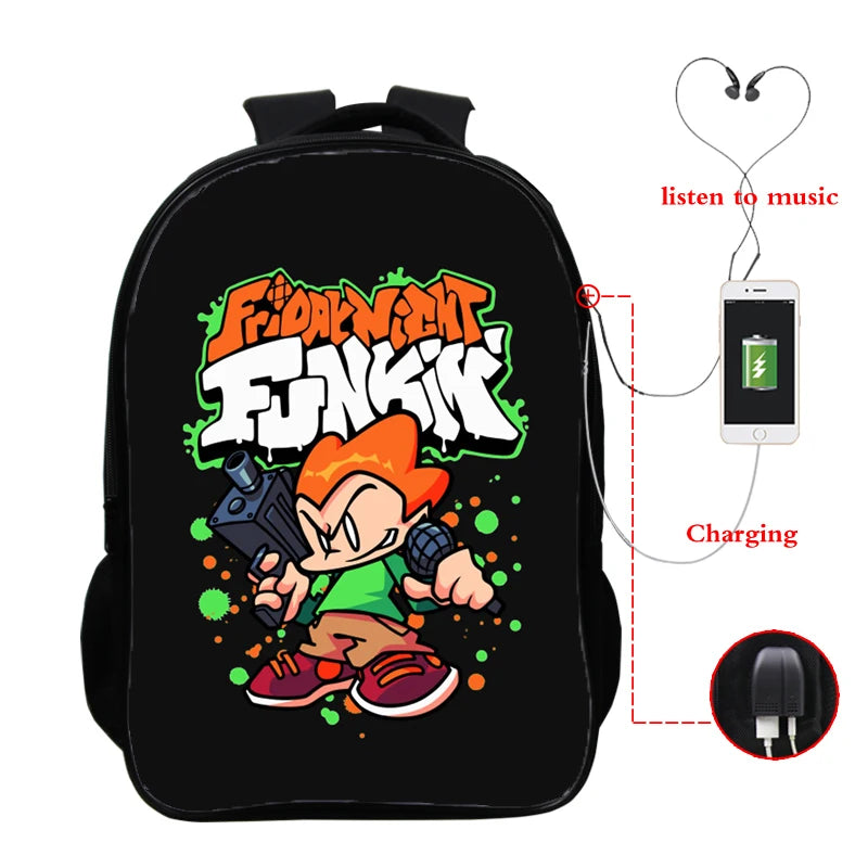 USB Charging Backpack 16 Inch Teenager School Bookbag