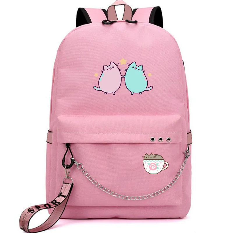 USB Charging Canvas Travel Bag Cartoon Student Backpacks Large Capacity