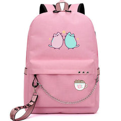 USB Charging Canvas Travel Bag Cartoon Student Backpacks Large Capacity