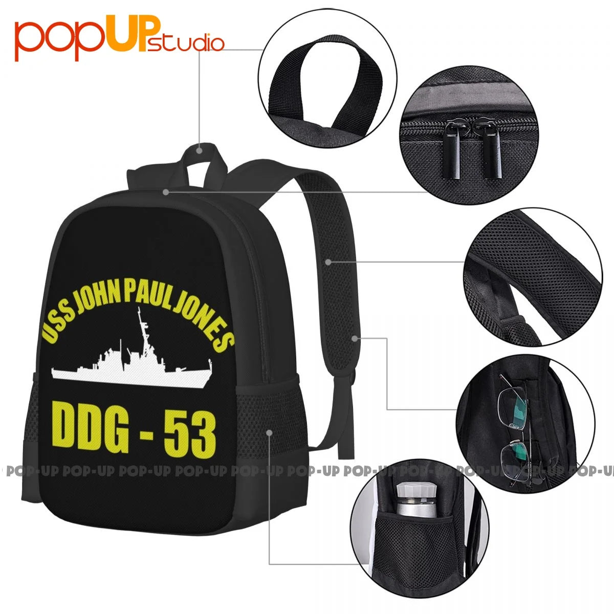 USS John DDG 53 Navy Battleship Backpack Large Capacity Print