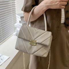 V-Shape PU Leather Handbag Shoulder Crossbody Bag
